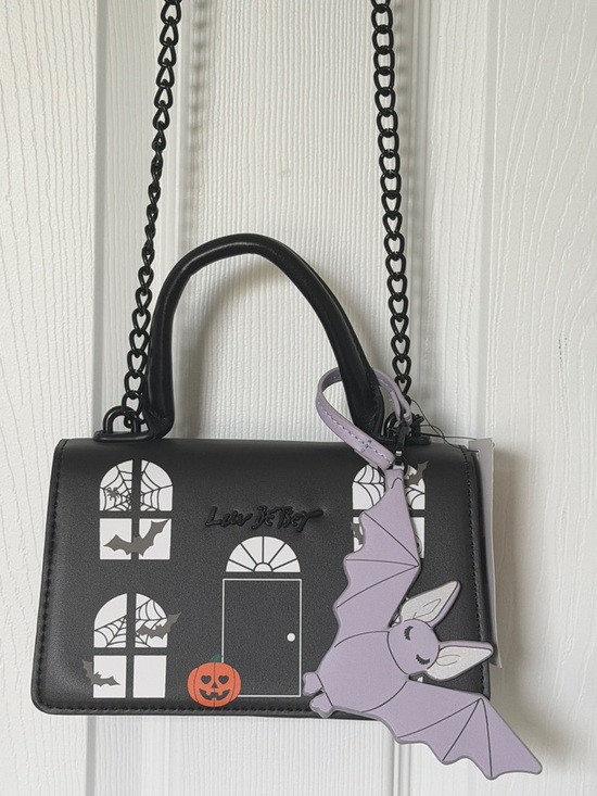 π BETSEY JOHNSON Haunted House Crossbody Bag with Bat Charm Black NWT - Picture 17 of 17